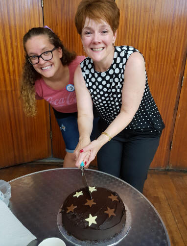 Needless to say, the celebration the following week included a delicious cake created by Steff, one of our talented cooks