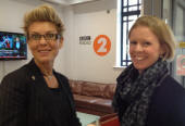 Morgaine and Emma (Valerie was taking the picture!) getting ready to be interviewed on BBC Radio Wales