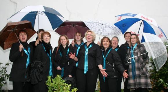 Singing in the rain at the Reigate Methodist Church