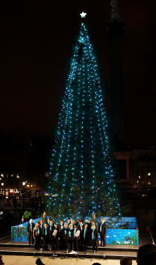 Vocal Dimension singing under the tree in Trafalgar Square